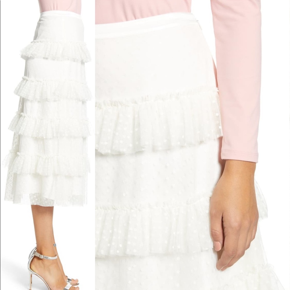 Rachel Parcell Tiered Dot Mesh Skirt NWT - Picture 9 of 10